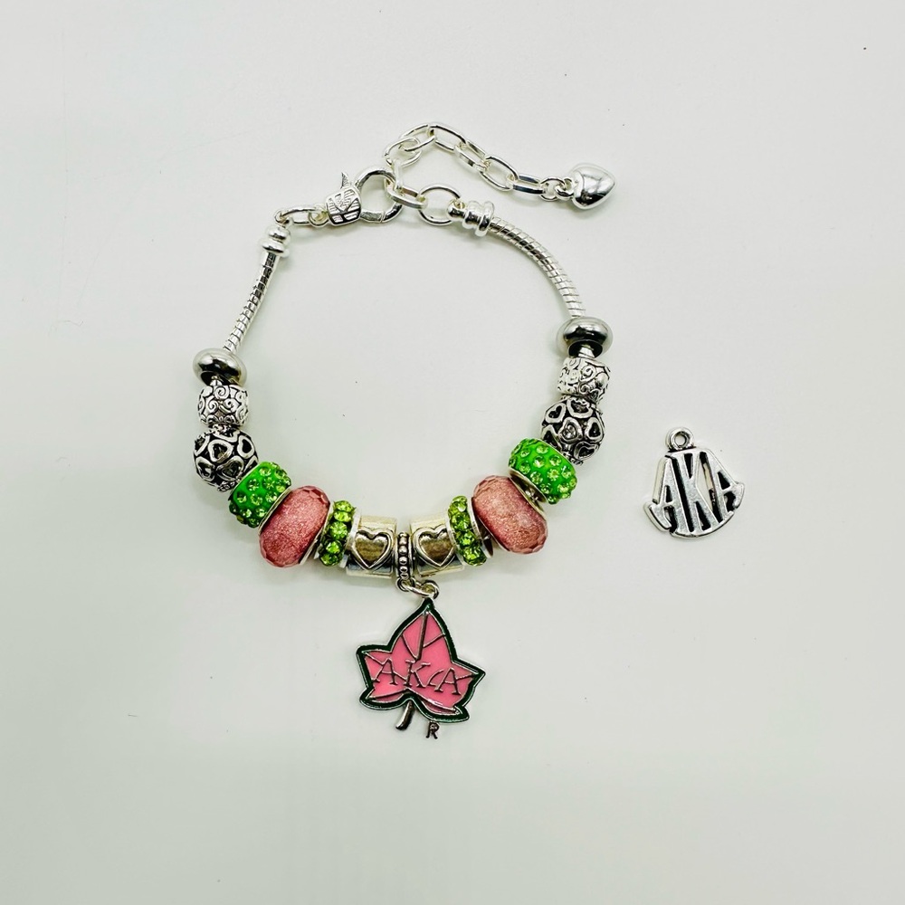 AKA Pink and Green Charm Bracelet